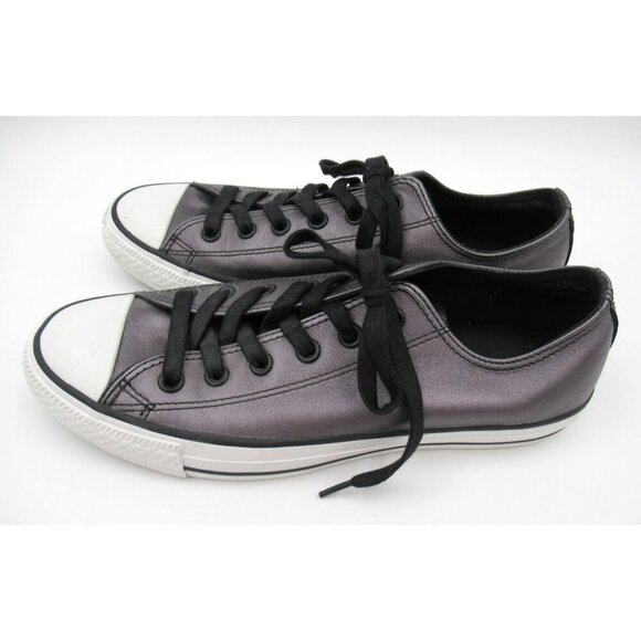 CONVERSE All Star Metallic Gray Leather Chuck Taylor Sneakers 544924C Shoes Sz 9 - Picture 3 of 7